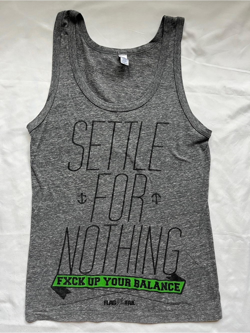 Flag Nor Fail Graphic Tank Top in Gray, Small